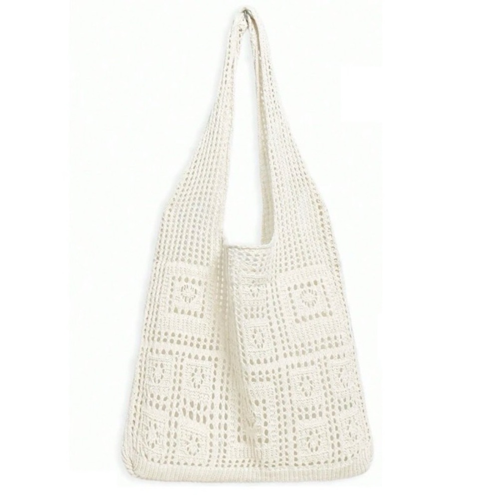 Boho Crochet Shoulder Tote Bag - Picture 2 of 5